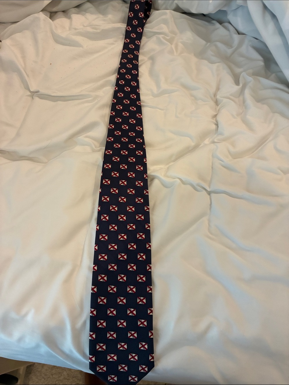 Classic Navy Men's Tie with Alabama state flags.